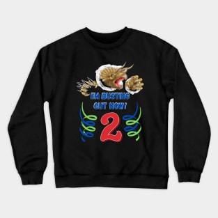 2nd Birthday Dinosaur Busting Out! Crewneck Sweatshirt